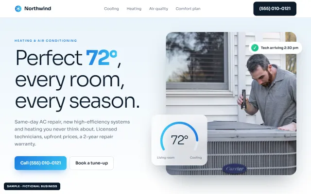 Sample website for a fictional heating and air company, Northwind Heating & Air